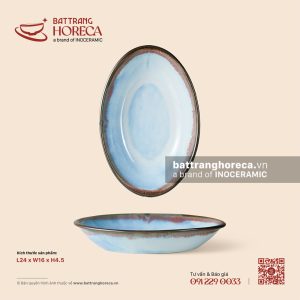 Đĩa bầu dục (oval) sâu 24 x 16cm - Diêm Lam