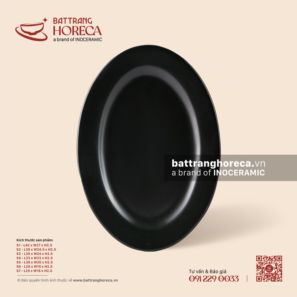 Đĩa bầu dục (oval) - U Linh - Bát Tràng Horeca Đĩa bầu dục (oval) - U Linh