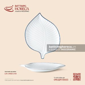 Đĩa lá trầu 31 x 22cm - Minh Nguyệt chỉ xanh