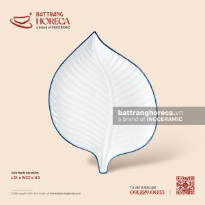 Đĩa lá trầu 31 x 22cm - Minh Nguyệt chỉ xanh