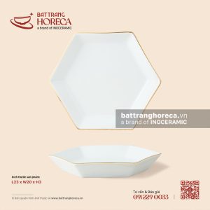 Đĩa lục giác 23 x 20cm - Minh Nguyệt chỉ vàng