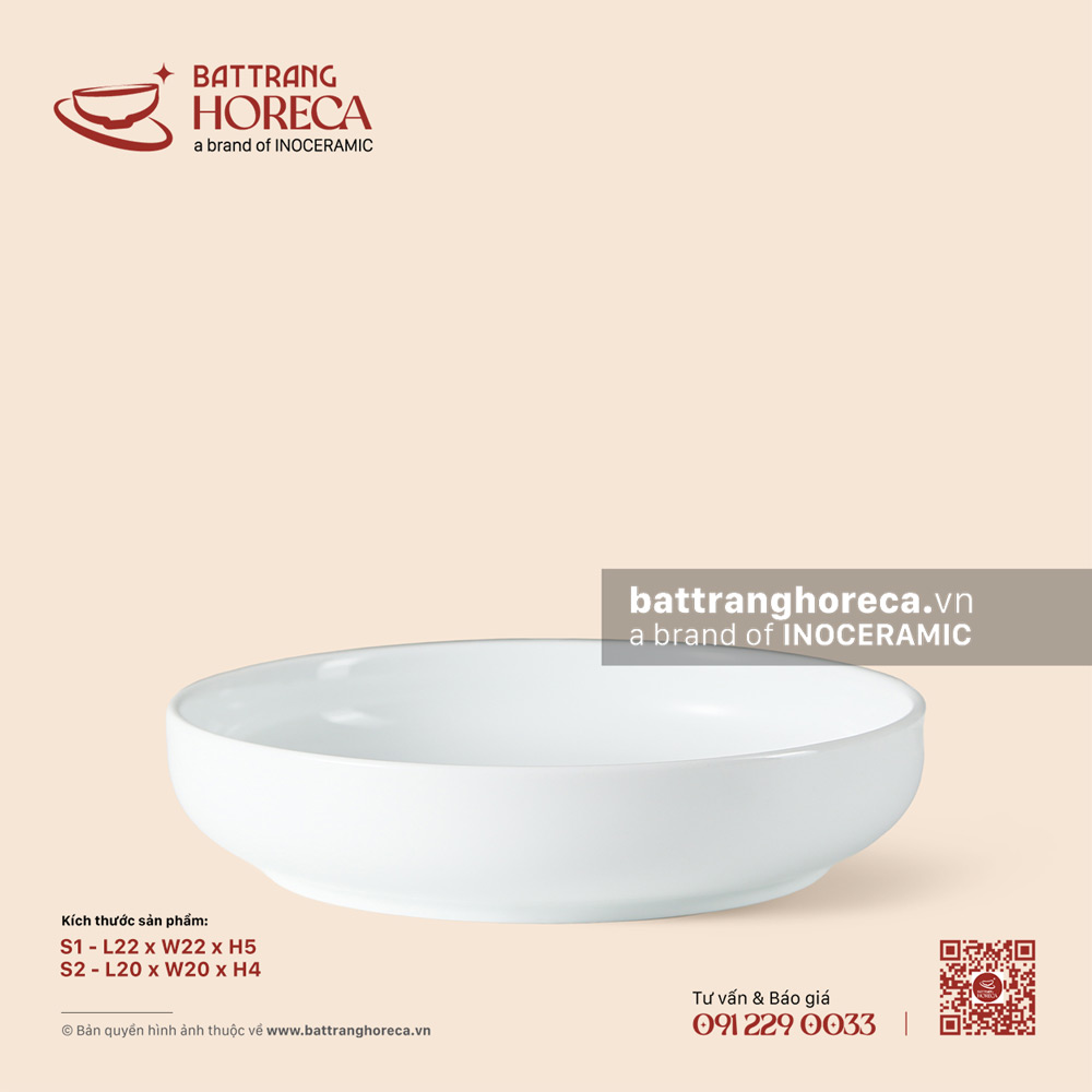 Đĩa salad (bát Nhật) cao - Minh Nguyệt - Bát Tràng Horeca Đĩa salad (bát Nhật) cao - Minh Nguyệt