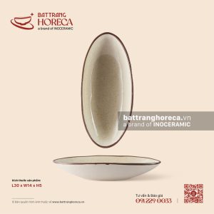Đĩa salad bầu dục (oval) sâu 30 x 14cm - Trứng Sáo