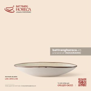 Đĩa salad bầu dục (oval) sâu 30 x 14cm - Trứng Sáo
