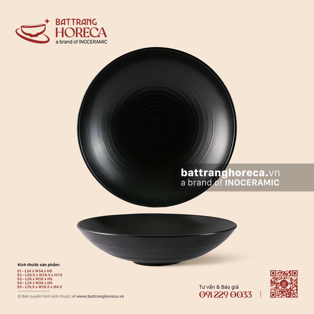 Đĩa salad tròn - U Linh - Bát Tràng Horeca Đĩa salad tròn - U Linh