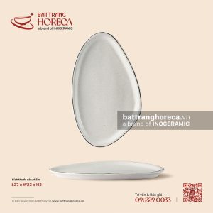 Đĩa tam giác lệch 37 x 23cm - Ưu Đàm