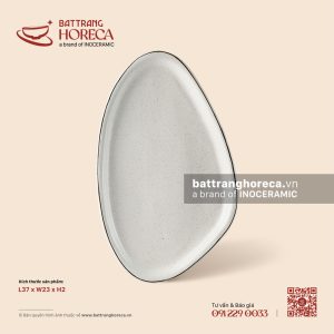Đĩa tam giác lệch 37 x 23cm - Ưu Đàm
