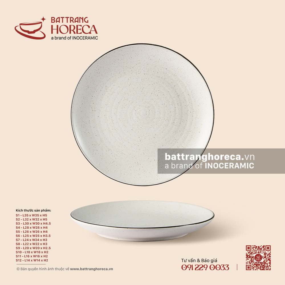 Đĩa tròn - Ưu Đàm - Bát Tràng Horeca Đĩa tròn - Ưu Đàm
