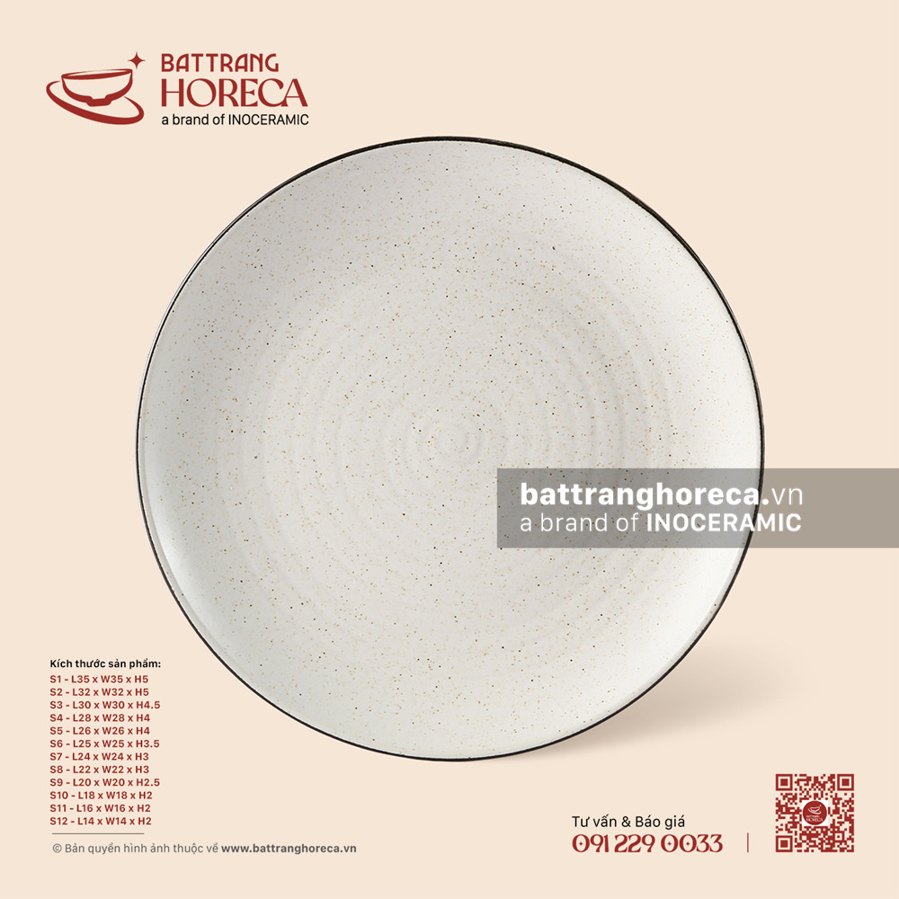 Đĩa tròn - Ưu Đàm - Bát Tràng Horeca Đĩa tròn - Ưu Đàm