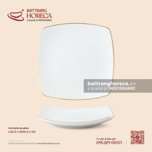 Đĩa vuông cắt 20.5cm - Minh Nguyệt chỉ vàng
