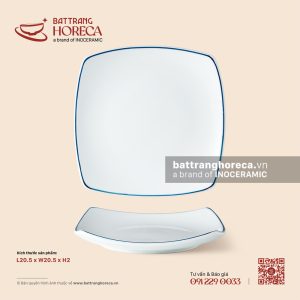 Đĩa vuông cắt 20.5cm - Minh Nguyệt chỉ xanh