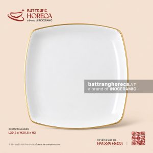 Đĩa vuông cắt 20.5cm - Minh Nguyệt chỉ vàng