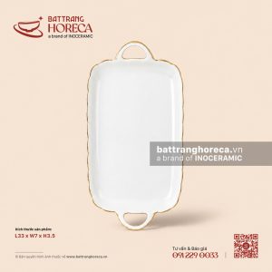 Khay chữ nhật 2 tai 33 x 7cm - Minh Nguyệt chỉ vàng