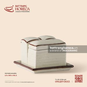 Khay hũ đựng gia vị vuông 9cm - Trứng Sáo