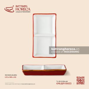 Bát (đĩa) gia vị chữ nhật 2 ngăn 12 x 6cm - Minh Viên