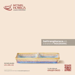 Bát (đĩa) gia vị chữ nhật 2 ngăn 12 x 6cm - Tuyết Hồng