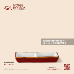 Bát (đĩa) gia vị chữ nhật 2 ngăn 12 x 6cm - Minh Viên