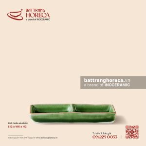 Bát (đĩa) gia vị chữ nhật 2 ngăn 12 x 6cm - Lục Bảo