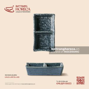 Bát (đĩa) gia vị chữ nhật 2 ngăn 14.5 x 7.5cm - Tinh Vũ