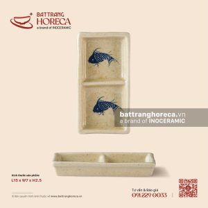 Bát (đĩa) gia vị chữ nhật 2 ngăn 15 x 7cm - Chép Lam