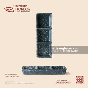 Bát (đĩa) gia vị chữ nhật 3 ngăn 18.5 x 6.5cm - Tinh Vũ