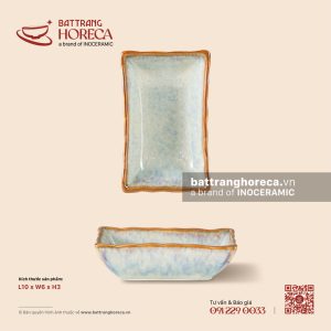 Bát (đĩa) gia vị chữ nhật lượn 10 x 6cm - Khói Lam