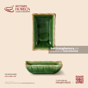 Bát (đĩa) gia vị chữ nhật lượn 10 x 6cm - Lục Bảo