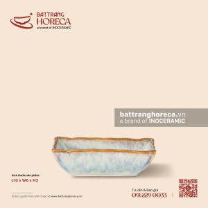 Bát (đĩa) gia vị chữ nhật lượn 10 x 6cm - Khói Lam