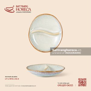 Bát (đĩa) gia vị oval 2 ngăn 11 x 10cm - Khói Lam