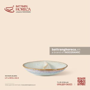 Bát (đĩa) gia vị oval 2 ngăn 11 x 10cm - Khói Lam