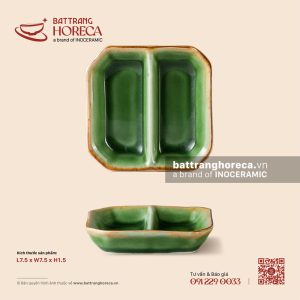 Bát (đĩa) gia vị vuông 2 ngăn 7.5cm - Lục Bảo