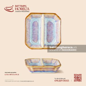 Bát (đĩa) gia vị vuông 2 ngăn 7.5cm - Tuyết Hồng