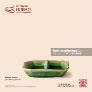 Bát (đĩa) gia vị vuông 2 ngăn 7.5cm - Lục Bảo
