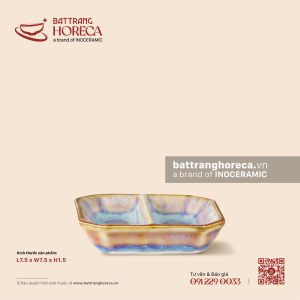 Bát (đĩa) gia vị vuông 2 ngăn 7.5cm - Tuyết Hồng