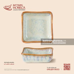 Bát (đĩa) gia vị vuông lượn 7cm - Khói Lam