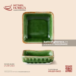 Bát (đĩa) gia vị vuông lượn 7cm - Lục Bảo
