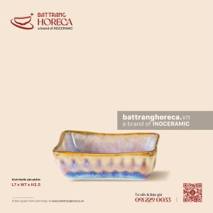 Bát (đĩa) gia vị vuông lượn 7cm - Tuyết Hồng
