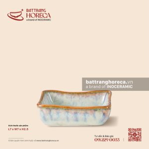 Bát (đĩa) gia vị vuông lượn 7cm - Khói Lam