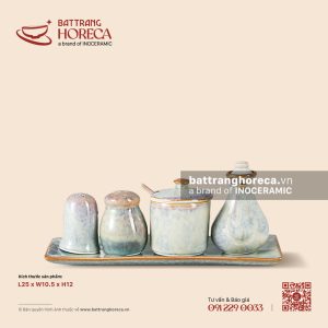Bộ khay chữ nhật đựng hũ gia vị 25 x 10.5cm - Khói Lam