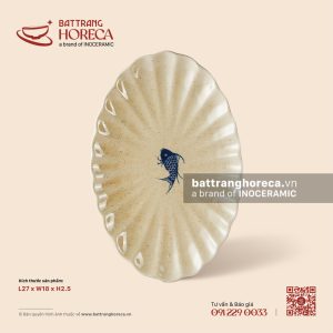 Đĩa bầu dục (oval) múi 27 x 18cm - Chép Lam