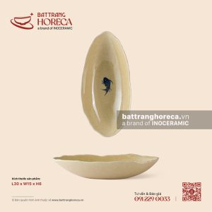 Đĩa thuyền (oval sâu) miệng lượn 30 x 15cm - Chép Lam