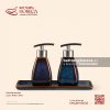 Khay 2 bình đựng sữa tắm dầu gội dáng vát bầu 22 x 10cm - Lam Vân