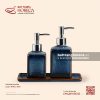 Khay 2 bình đựng sữa tắm dầu gội dáng vuông 22 x 10cm - Lam Vân
