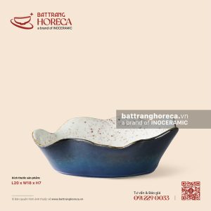 Bát bầu dục (oval) miệng lượn 20 x 18cm - Ngọc Thạch