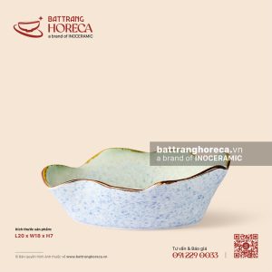 Bát bầu dục (oval) miệng lượn - Rêu Phong