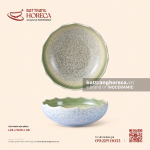 Bát bầu miệng lượn sóng chân cao 26cm - Rêu Phong