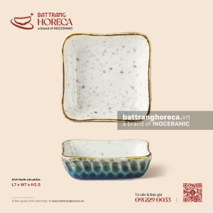 Bát (chén) chấm vuông méo 7cm - Ngọc Thạch