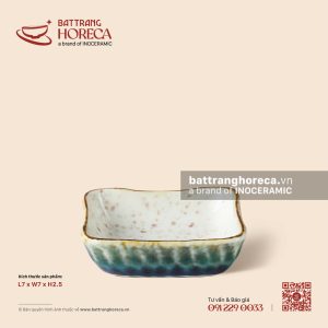 Bát (chén) chấm vuông méo 7cm - Ngọc Thạch