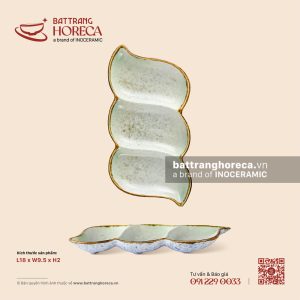 Bát (chén) gia vị 3 ngăn lượn 18 x 9.5cm - Rêu Phong