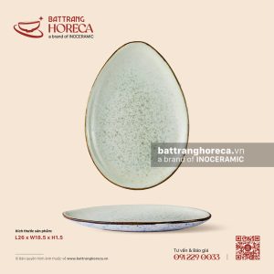 Đĩa bầu dục nhọn (đĩa trứng) 26 x 18.5cm - Rêu Phong